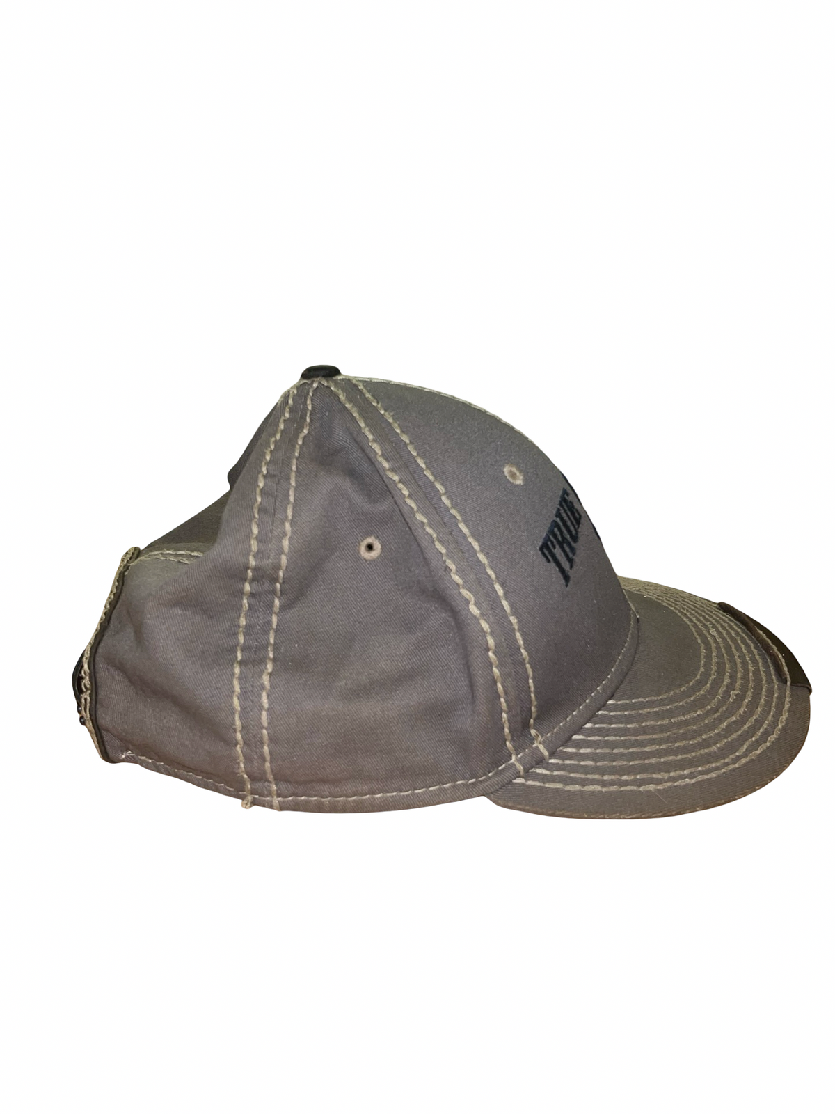 True Religion Distressed Grey Logo Baseball Cap