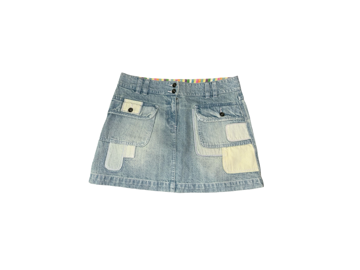 Y2K Next Patchwork Denim Mini Skirt | 00s Utility ukS