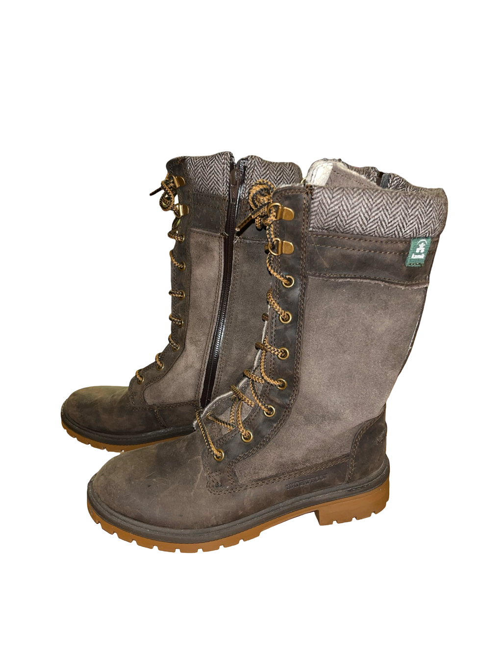 Kamik Brown Suede Leather Knee High Winter Boots uk4