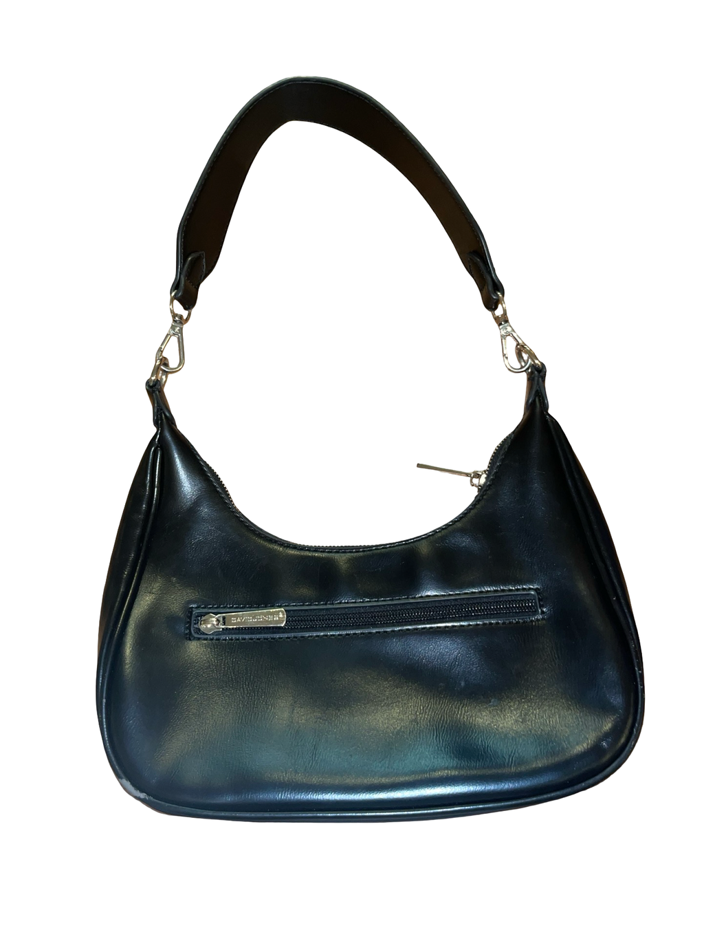 David Jones Paris Black Croc Embossed Y2K Shoulder Bag