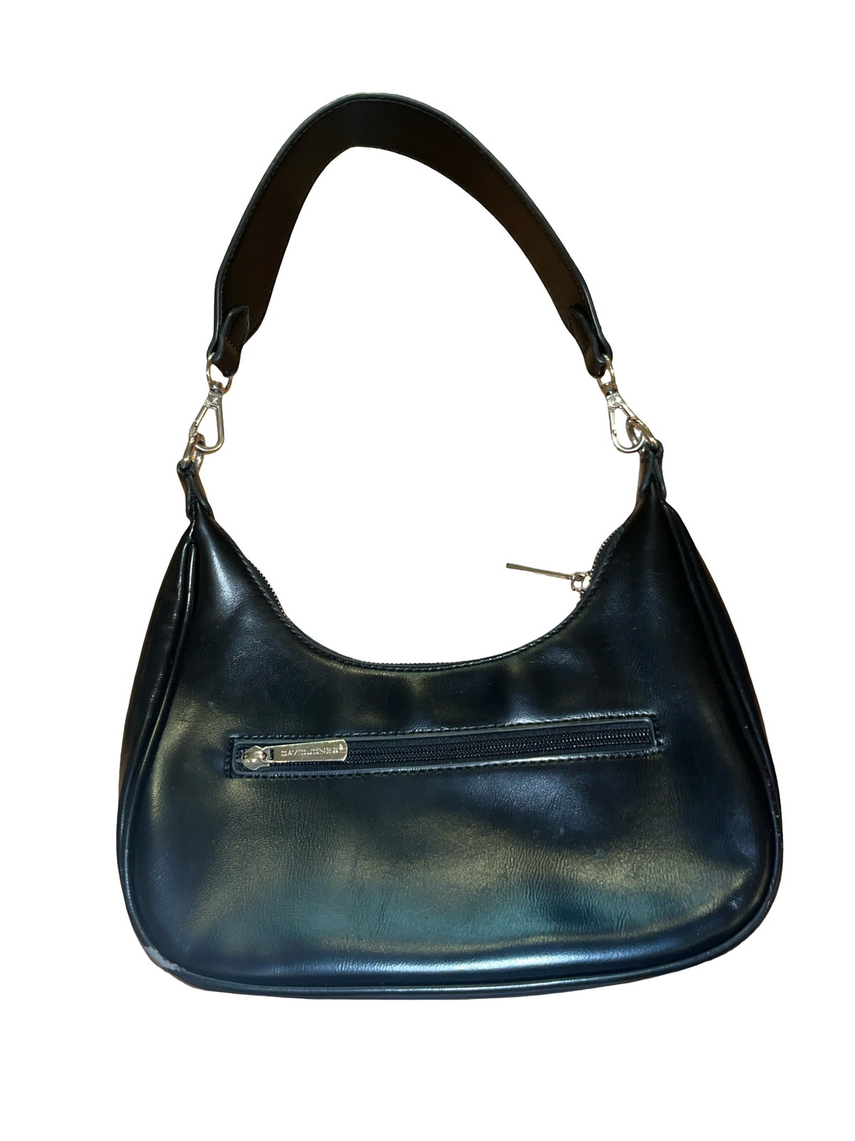 David Jones Paris Black Croc Embossed Y2K Shoulder Bag
