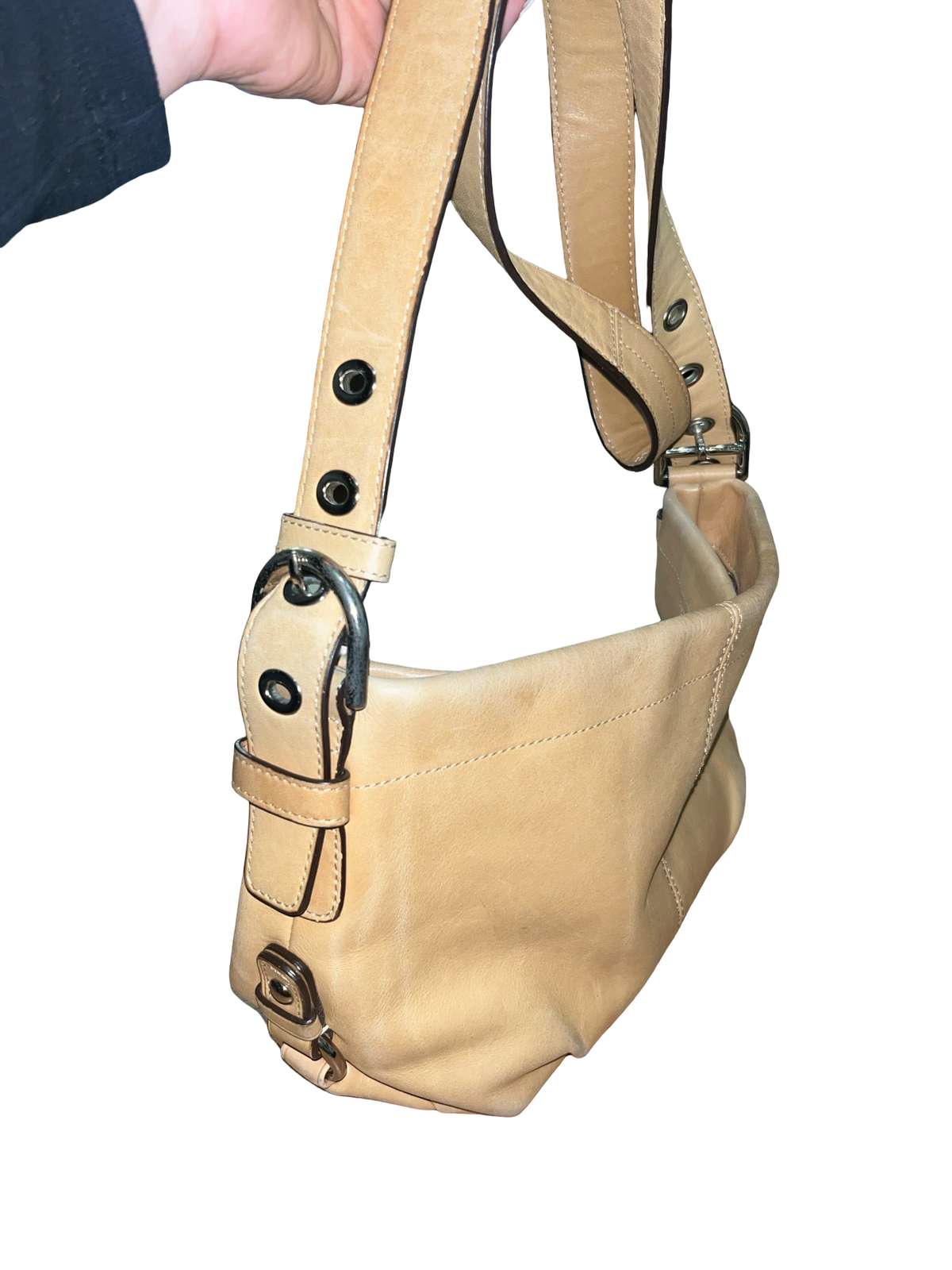 Coach Vintage Beige Leather Shoulder Bag Y2K