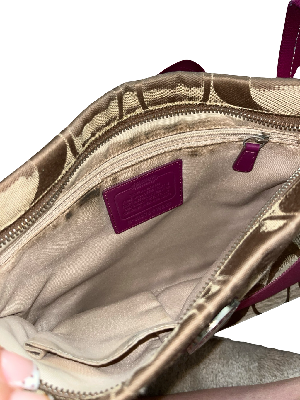 Coach Signature Monogram Pink Stripe Crossbody Bag Y2K