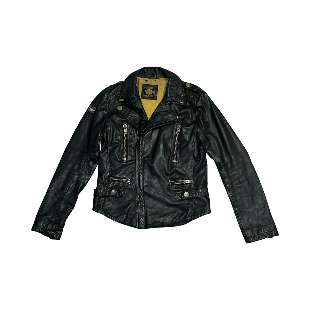 Super dry Motor sport vintage genuine leather jacket uk S