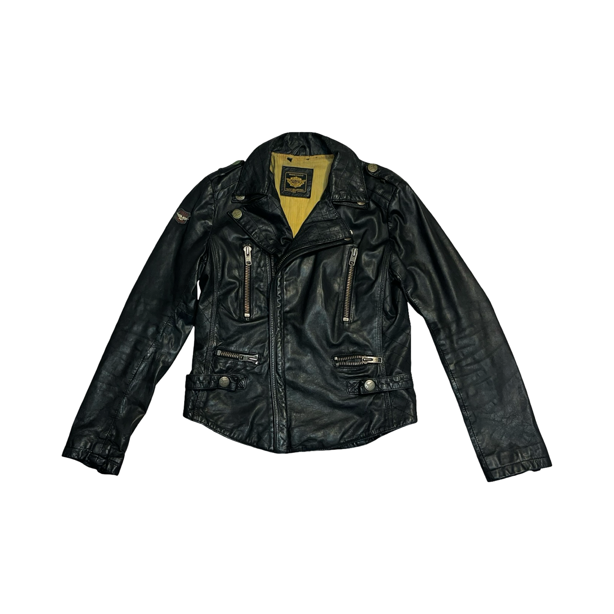 Super dry Motor sport vintage genuine leather jacket uk S