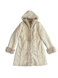 Vintage Peter Storm Cream Faux Suede Sherpa Hooded Long Coat | uk16