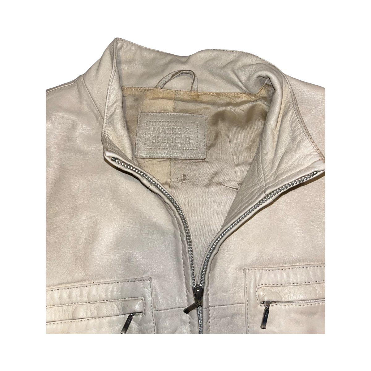 Marks and Spencer beige leather coat ukXL