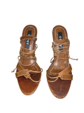Gipsy Brown Strappy Y2K Heels UK 5 – Lace-Up Stiletto Sandals