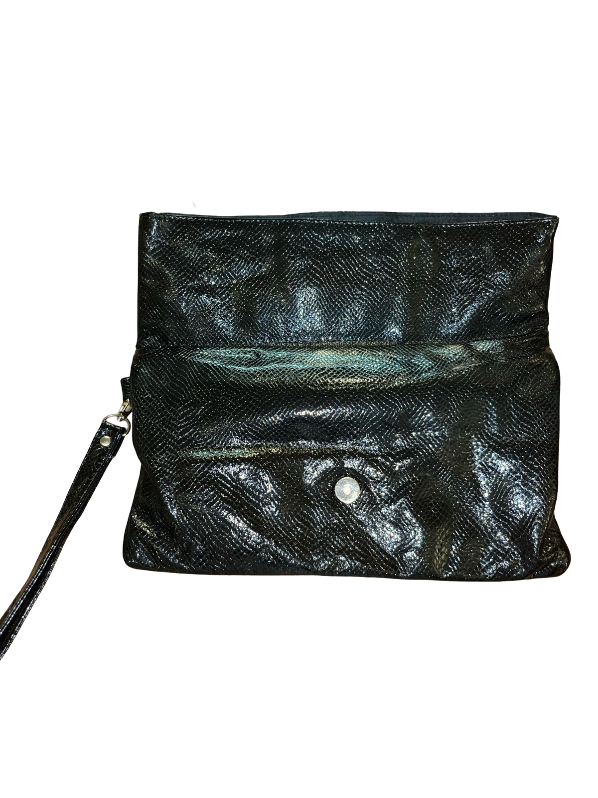 Y2K Black Faux Snakeskin Patchwork Wristlet Clutch Bag