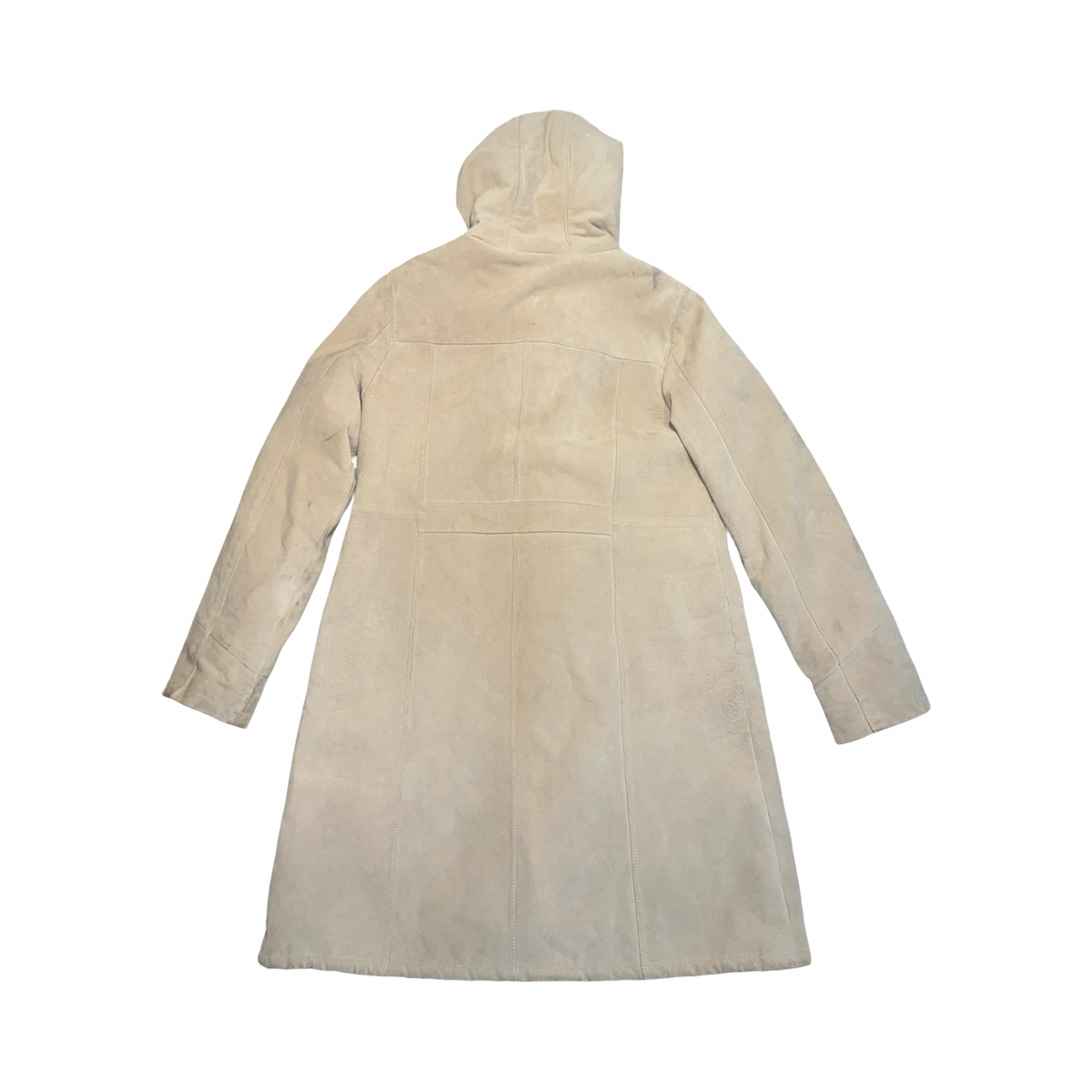 Ben Sherman beige suede and fur lined coat uk16