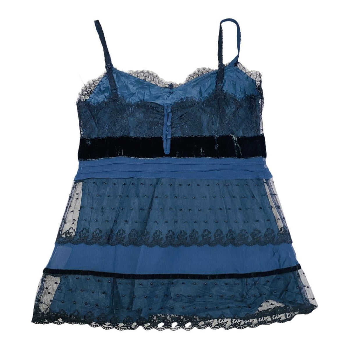 Oasis blue silk blend velvet lace cami uk 12