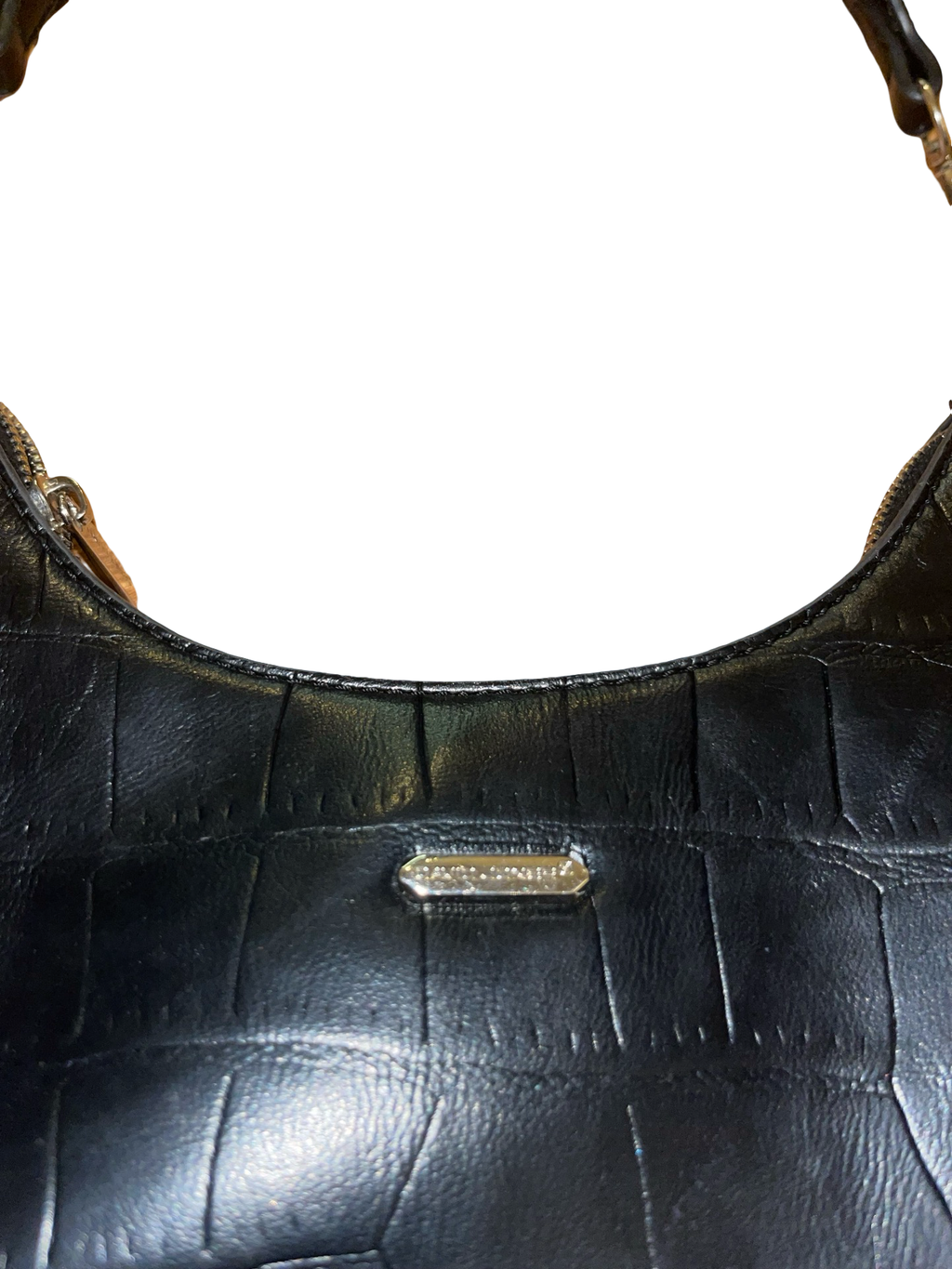 David Jones Paris Black Croc Embossed Y2K Shoulder Bag