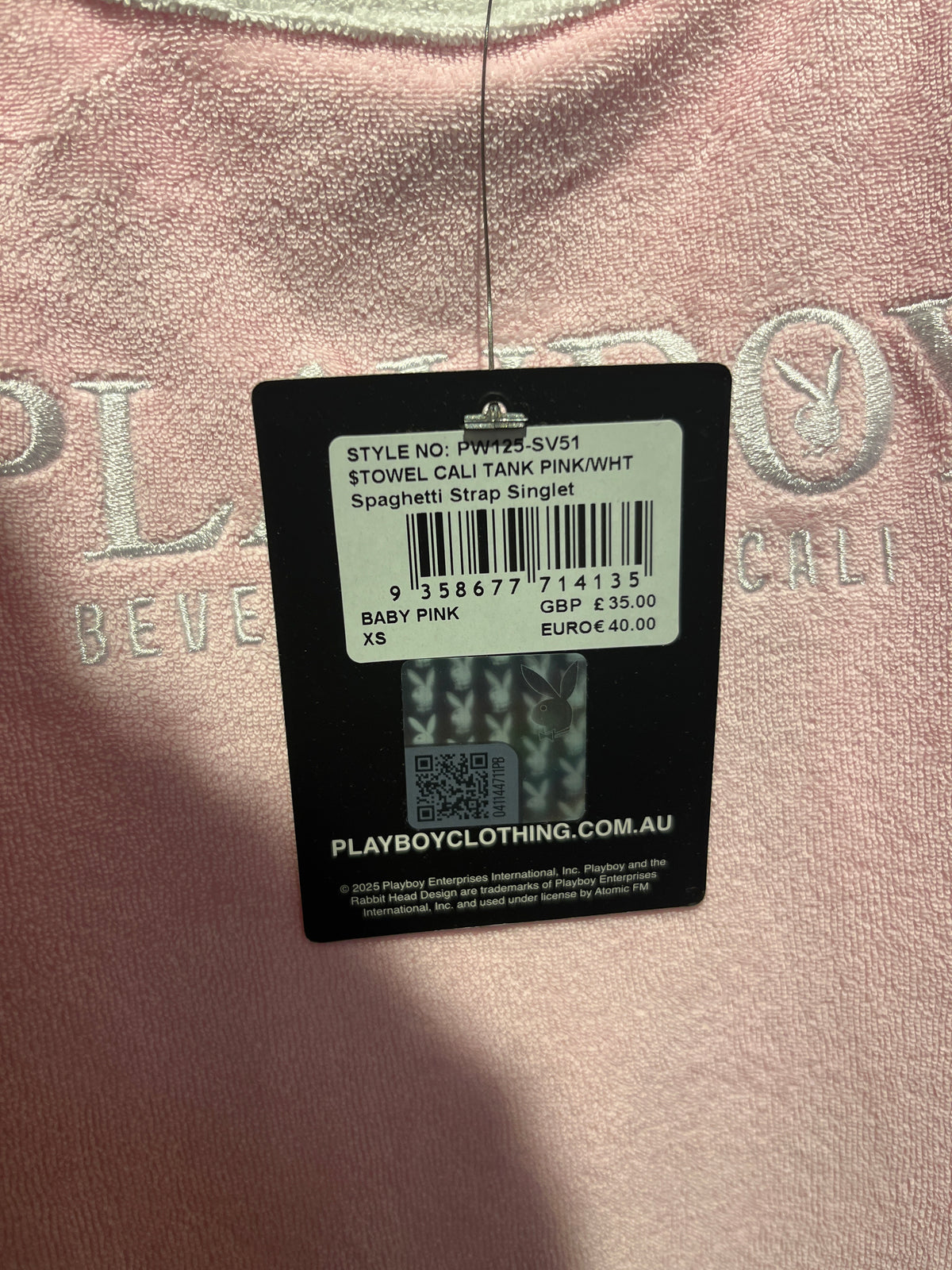 Playboy Pink Velour Cami Top Y2K | UK XS
